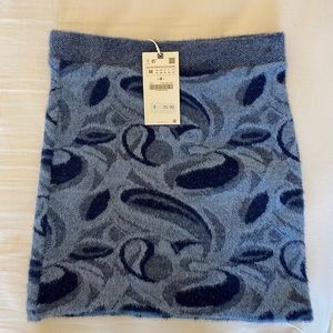 ZARA JACQUARD MINI SKIRT BLUE